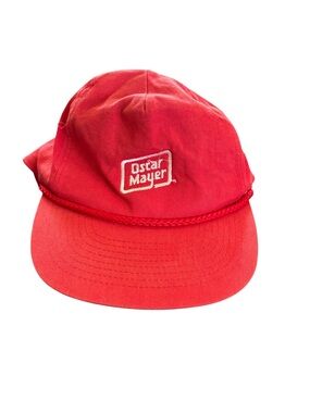 Vintage 80’s 90’s  Oscar Mayer Trucker Rope SnapBack Cap OS Red Adjustable